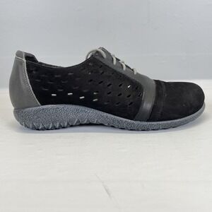 Naot Lalo Shoes Womens Size 7 Black Nubuck Perforated Lace Up Comfort Oxford